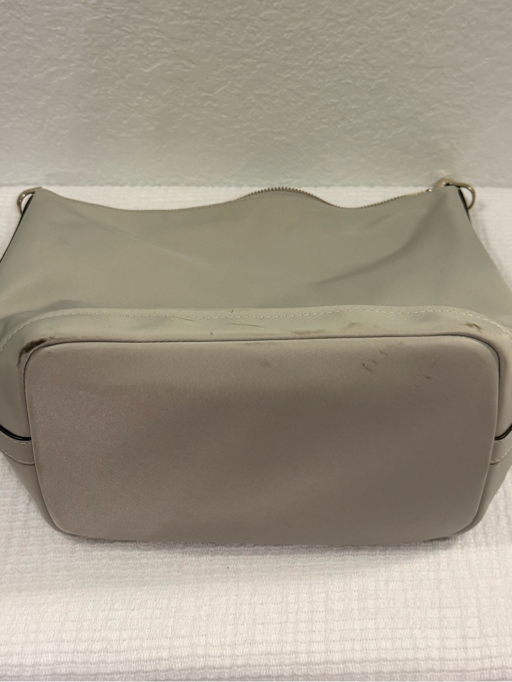 kate spade medium light gray Nylon Zip-Top Shoulder Bag with Gold Hardware - Picture 2 of 5
